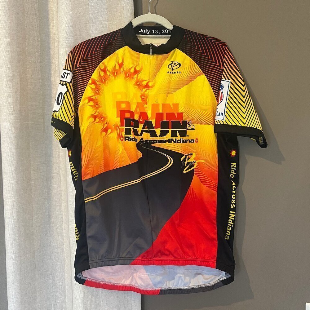 Primal Cycling Jersey, Ride Across Indiana, Beautiful Colors, Size XL